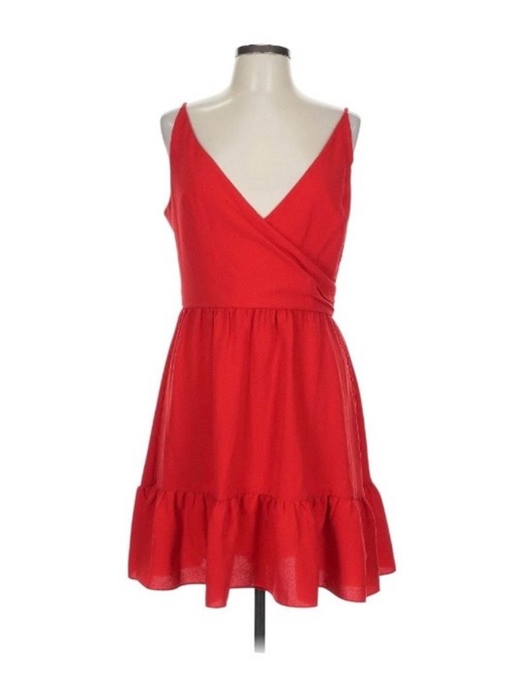 Dress the Population Red Sleeveless V-Neck Wrap Mini Dress